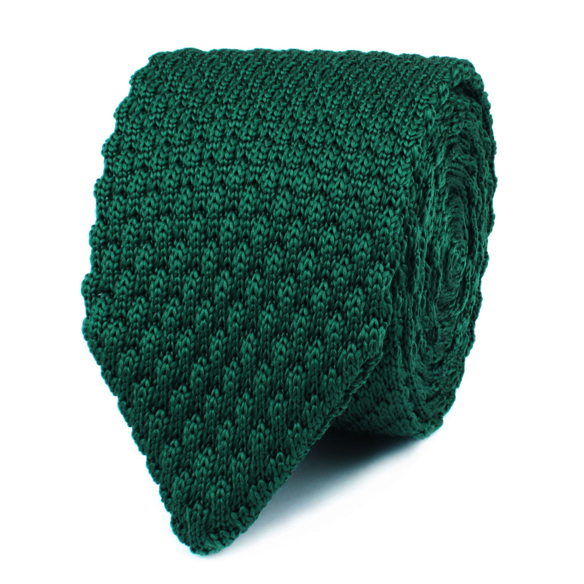 Eutony Green Knitted Tie | Mens Point Knit Ties Men Pointed