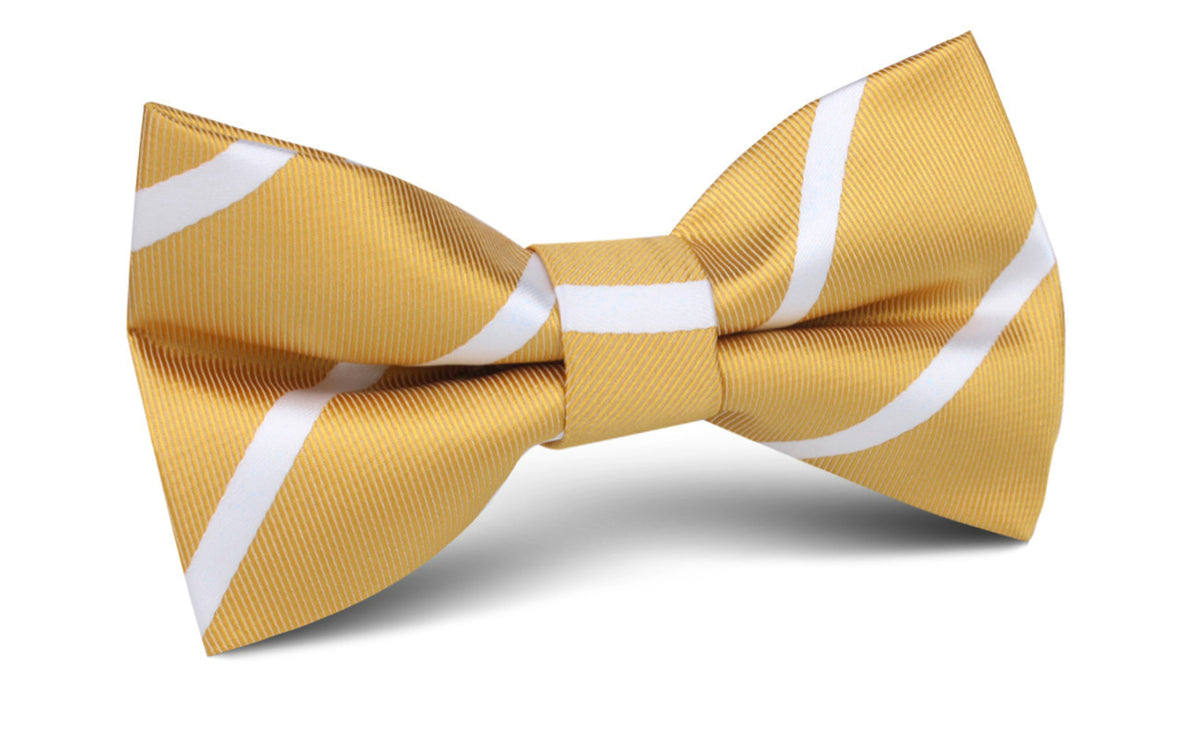 Gold Striped Bow Tie | Mustard Yellow Bowtie | Men's Pre-Tied Bow
