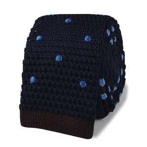 Mr Gecko Navy Blue Polkadot Knitted Tie