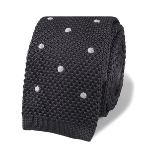 Mr. Mandela Charcoal Polkadot Knitted Tie