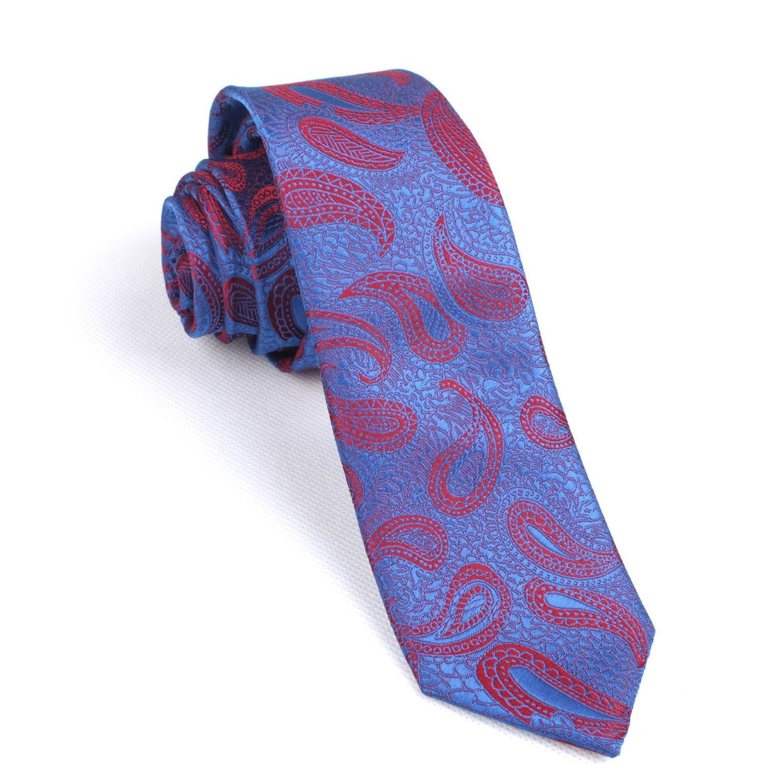 Paisley Purple and Red Skinny Tie