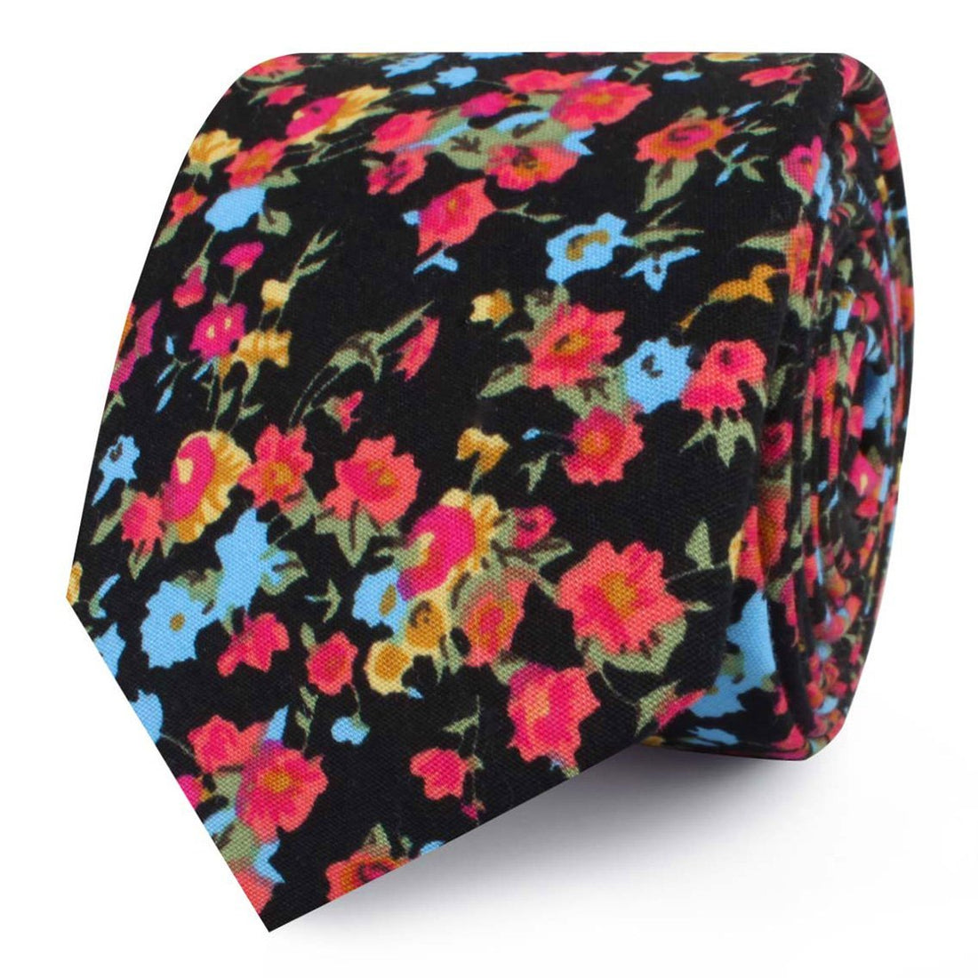 Amaryllis Black Liberty Floral Skinny Ties