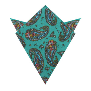 Amer Fort Teal Paisley Pocket Square