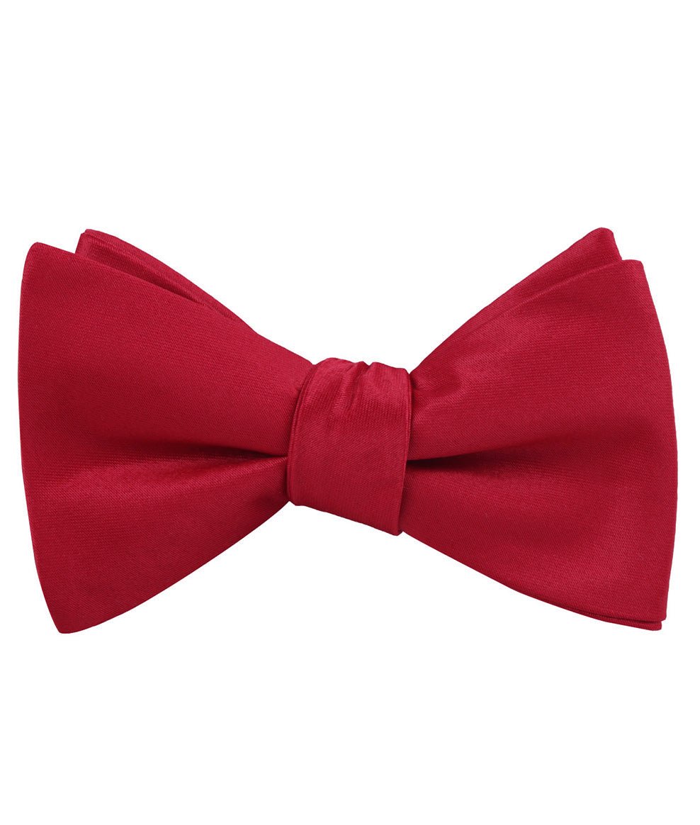 Apple Maroon Satin Self Tied Bow Tie