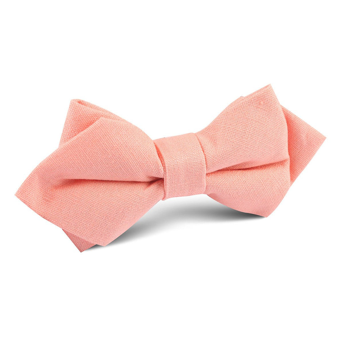 Apricot Peach Slub Linen Diamond Bow Tie