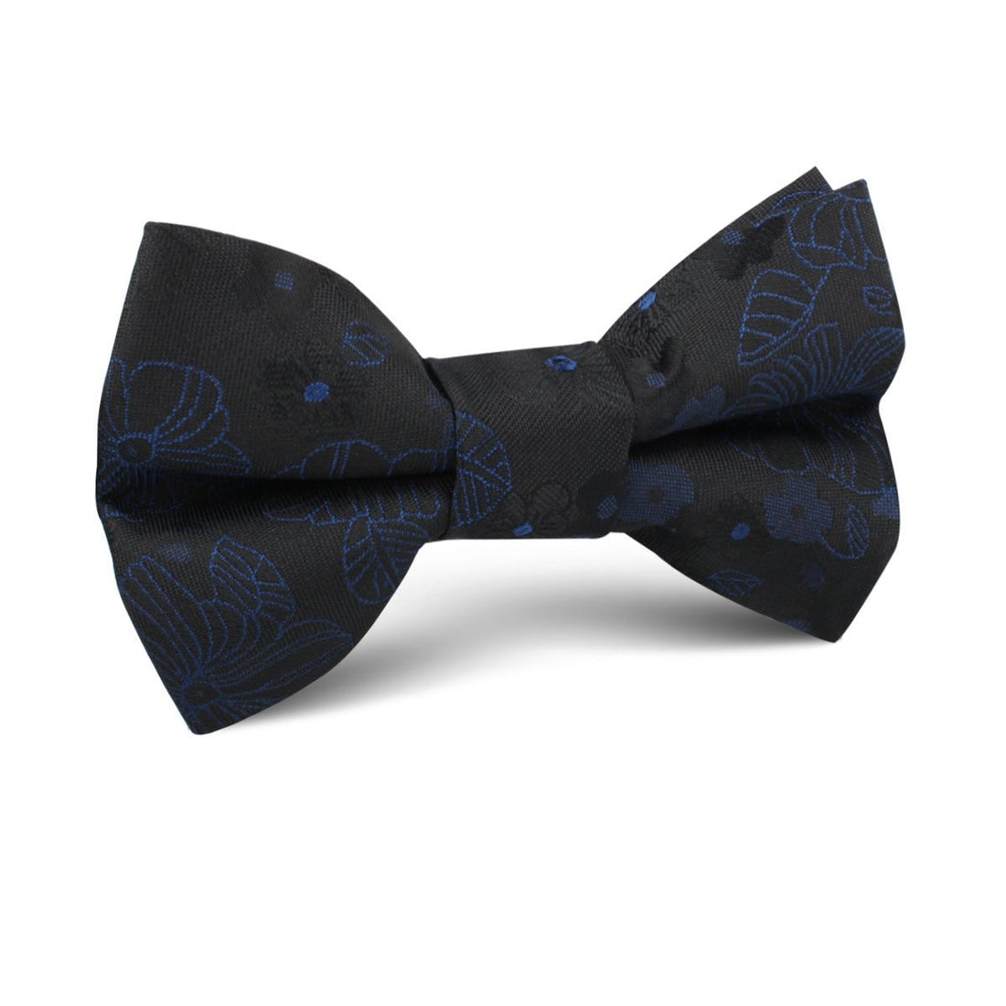 Asagao Midnight Blue-Black Floral Kids Bow Tie