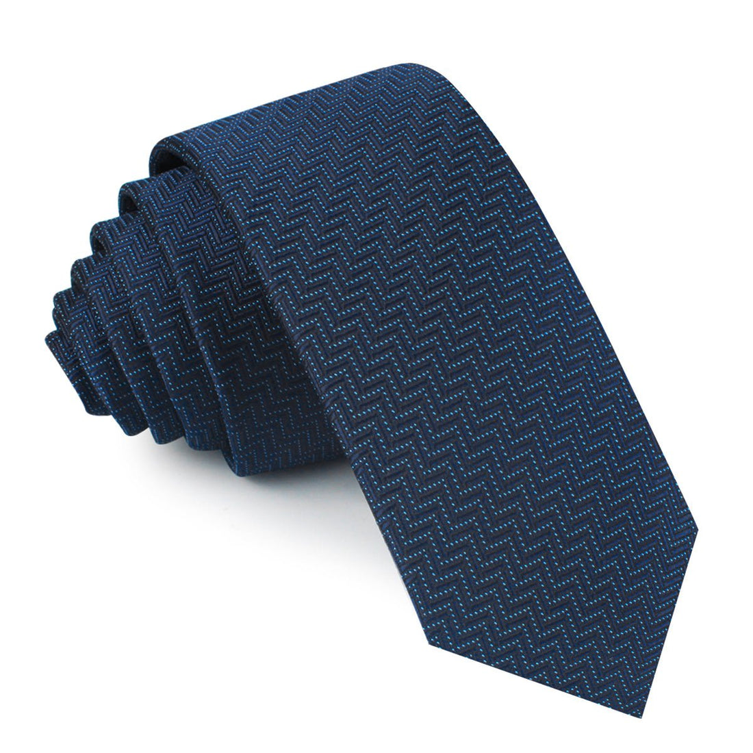 Aztec Blue Herringbone Skinny Tie