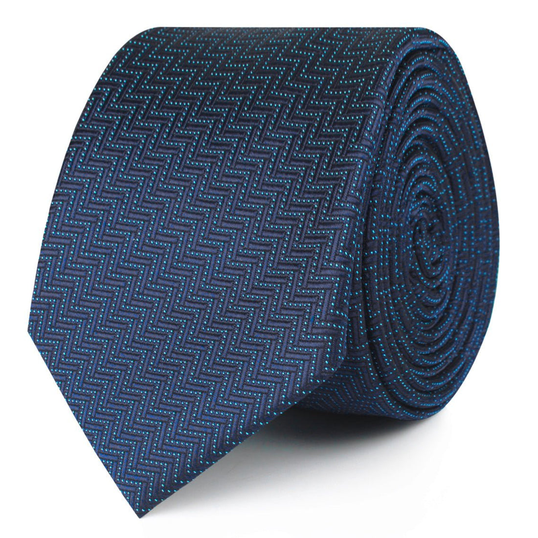 Aztec Blue Herringbone Skinny Ties