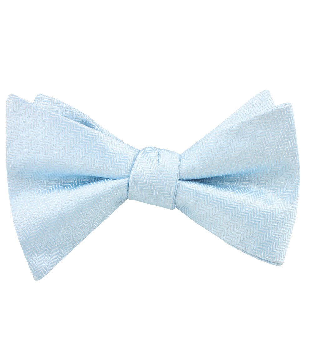 Baby Blue Herringbone Chevron Self Tied Bow Tie