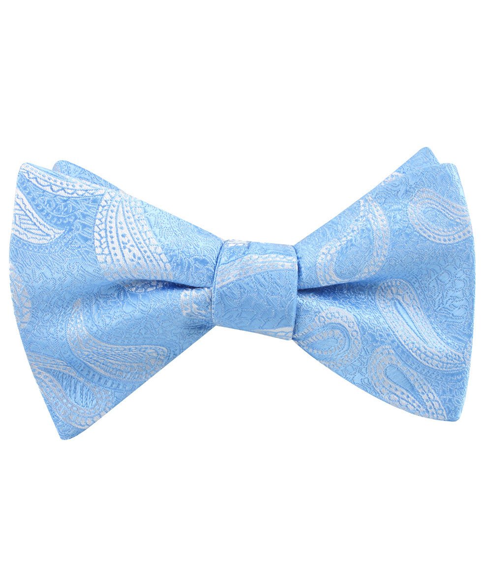 Baby Blue Teardrop Paisley Self Tied Bow Tie