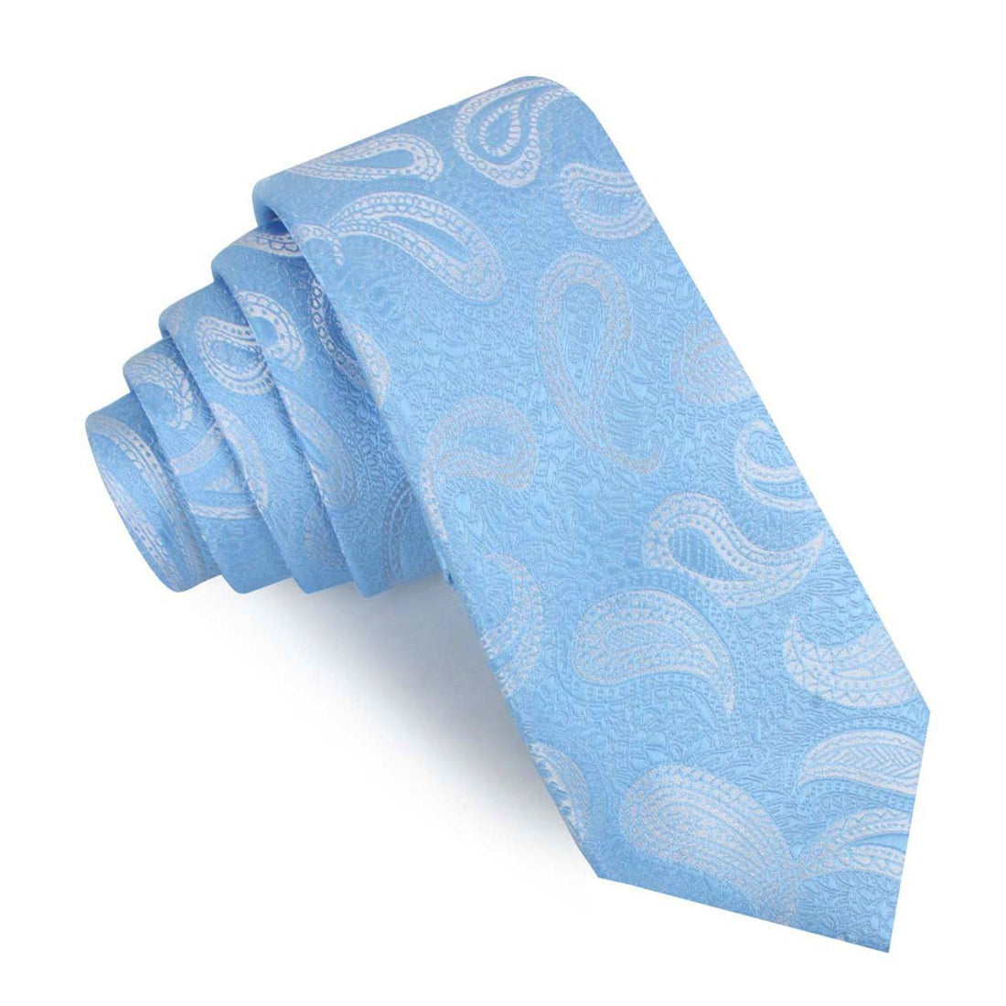 Baby Blue Teardrop Paisley Skinny Tie