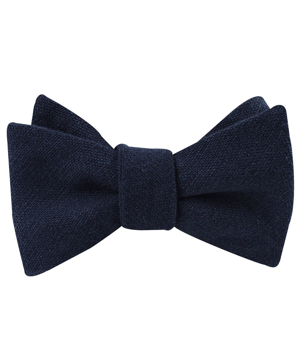 Baltic Sea Midnight Blue Linen Self Tied Bow Tie