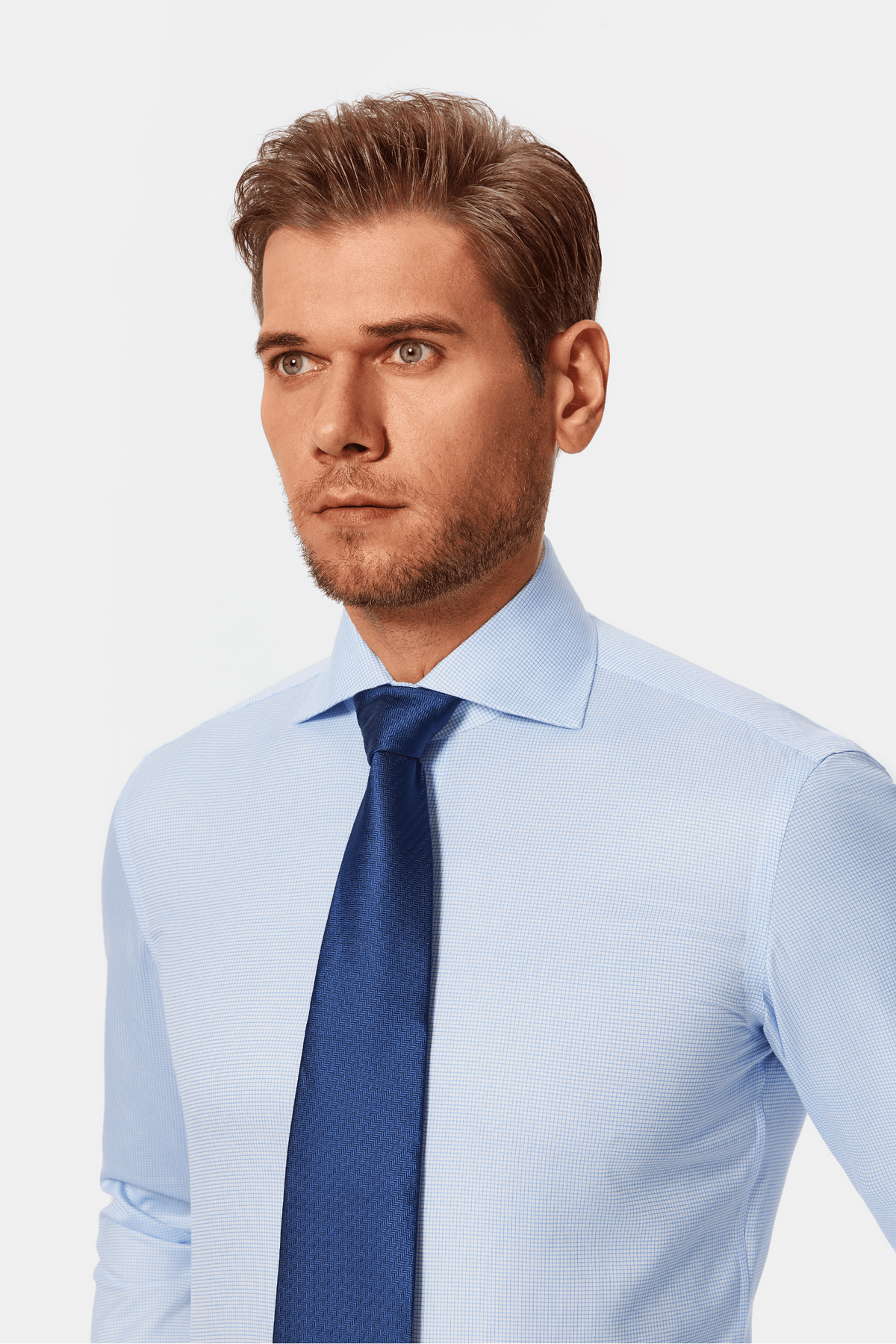 Bateman Blue Weave Dobby Non-Iron Shirt