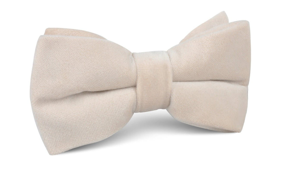 Beige Velvet Bow Tie