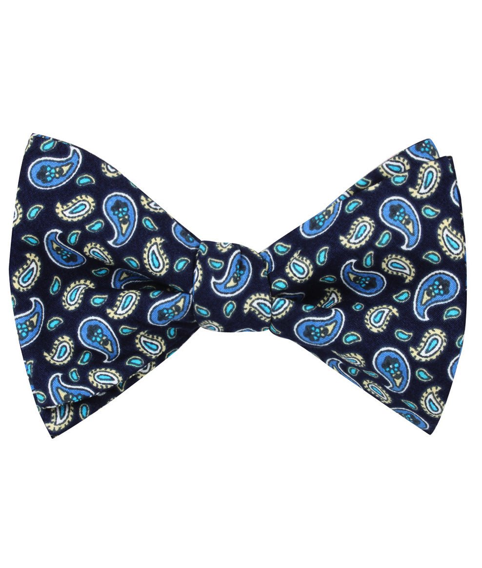 Beirut Blue Paisley Self Tie Bow Tie