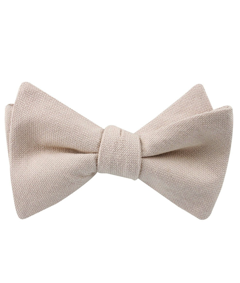 Biscotti Cream Linen Self Tied Bow Tie