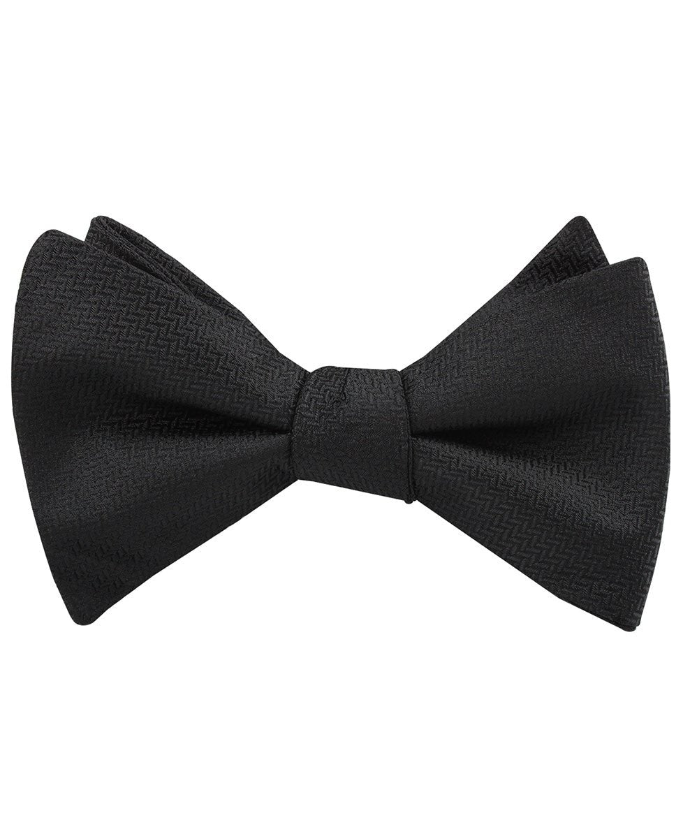 Black Diagonal Herringbone Self Tied Bow Tie