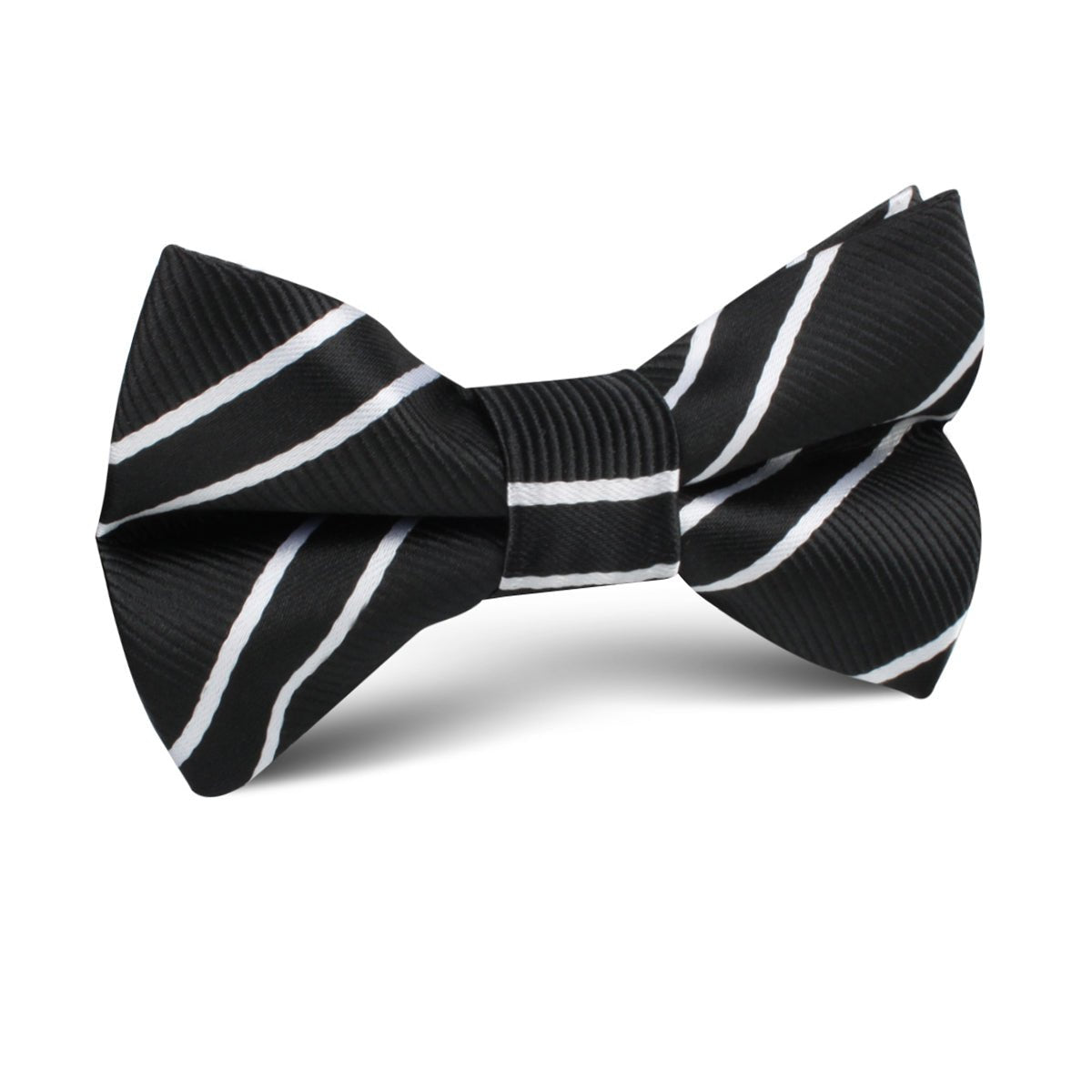 Black Double Stripe Kids Bow Tie