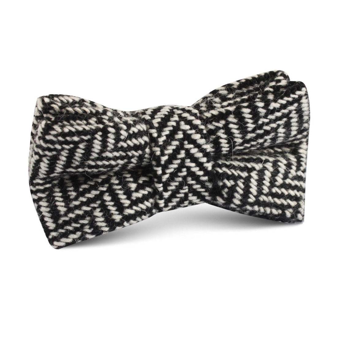 Black Chevron Wool Kids Bow Tie