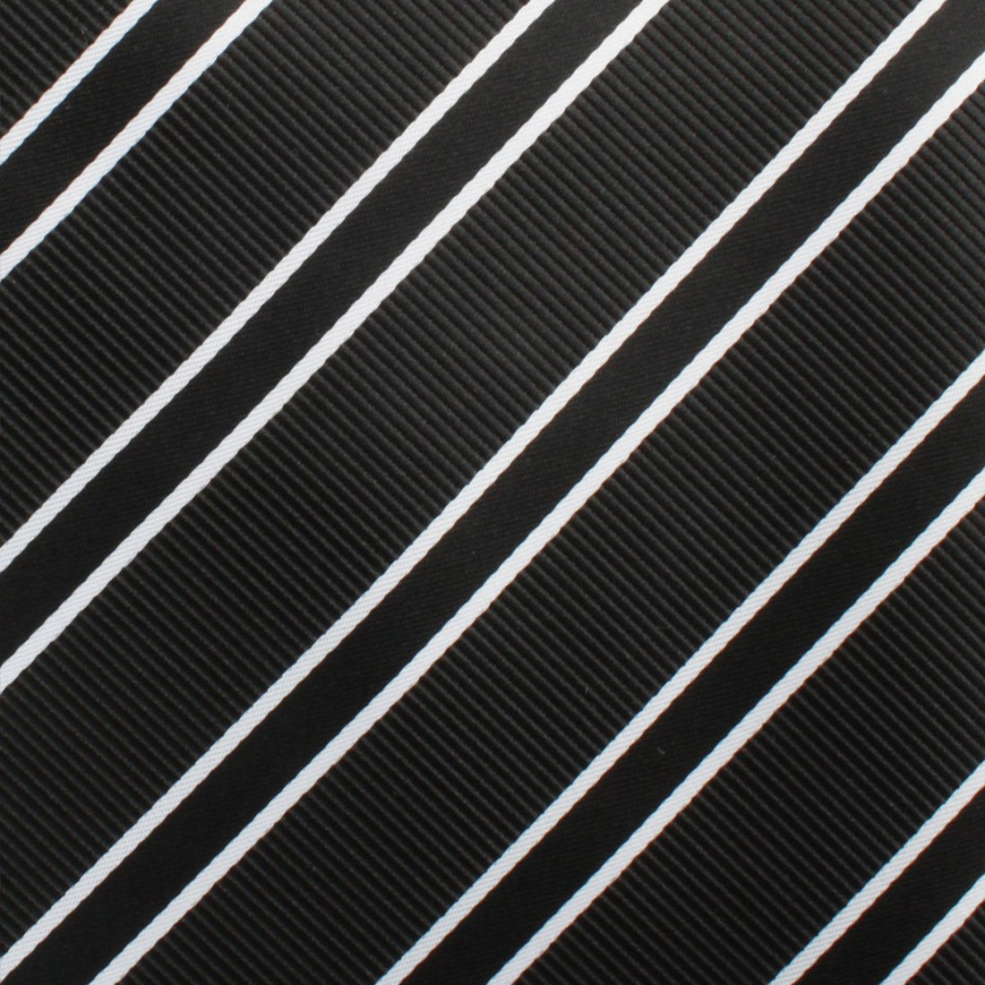 Black Double Stripe Skinny Tie Fabric