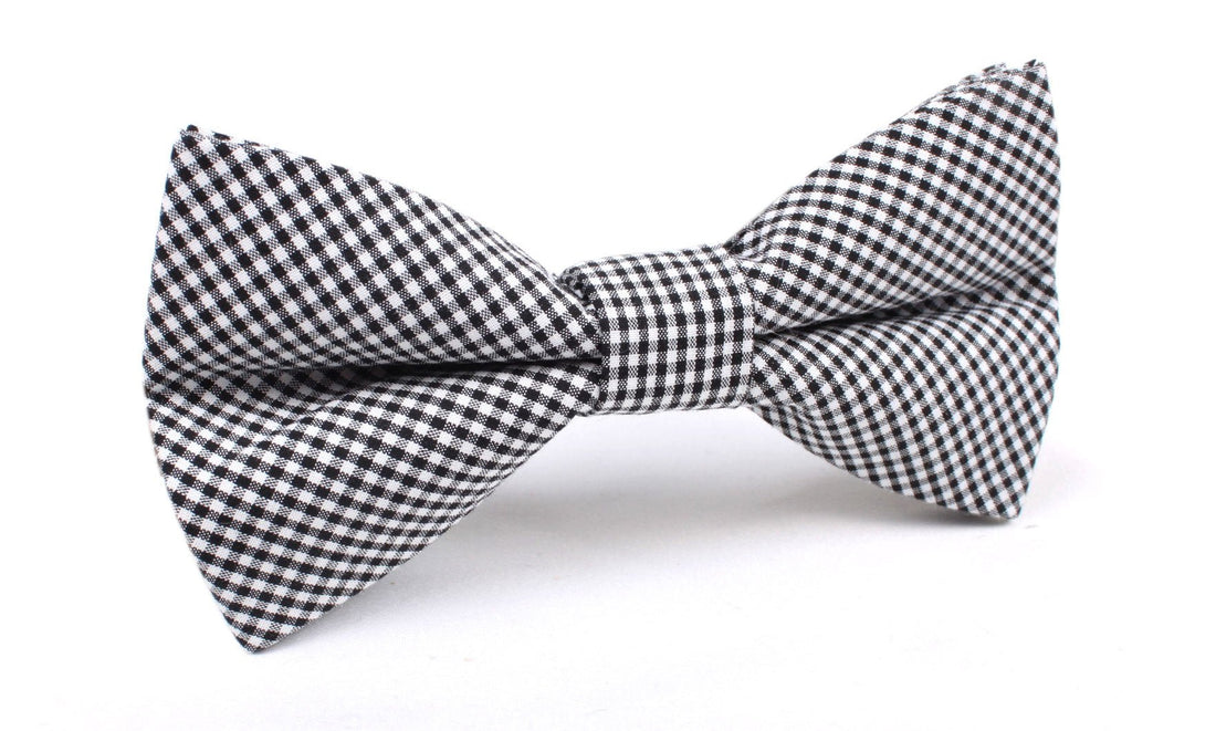 Black Gingham Cotton Bow Tie