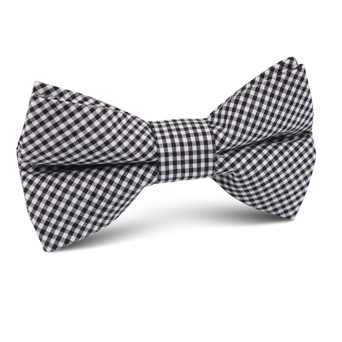 Black Gingham Cotton Kids Bow Tie