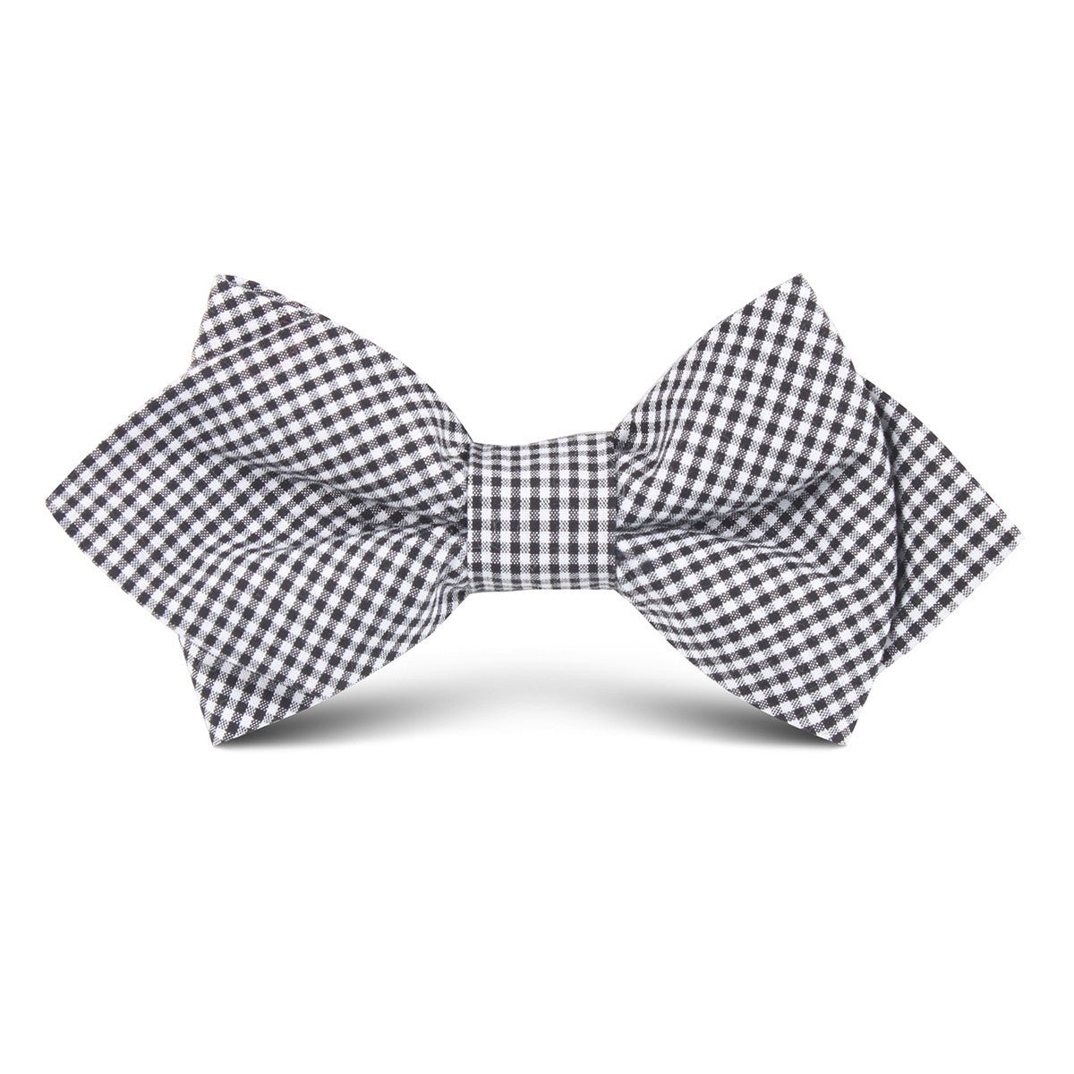 Black Gingham Cotton Kids Diamond Bow Tie