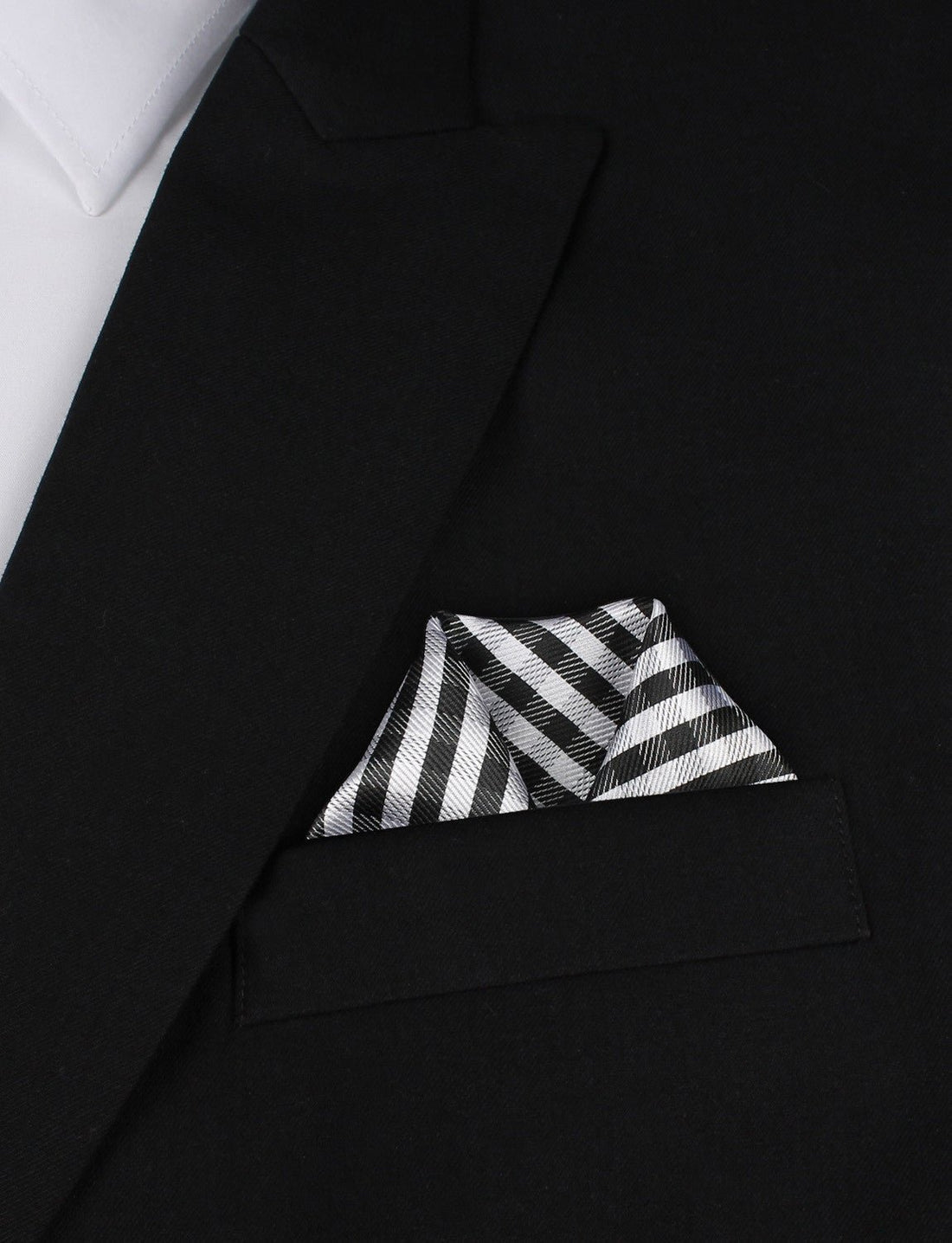 Black Gingham Winged Puff Pocket Square Fold