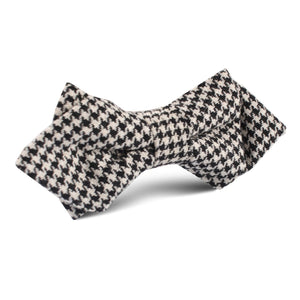 Black Houndstooth Spider Linen Diamond Bow Tie