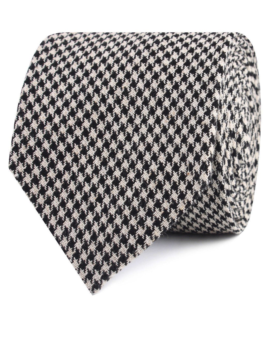 Black Houndstooth Spider Linen Necktie