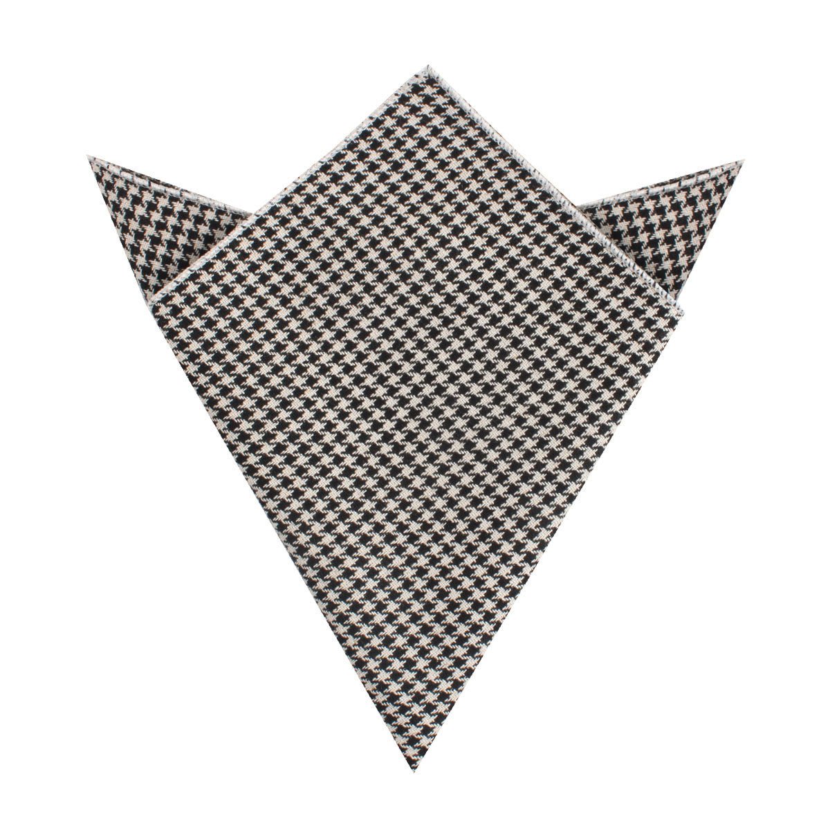 Black Houndstooth Spider Linen Pocket Square