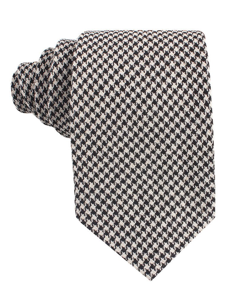 Black Houndstooth Spider Linen Tie