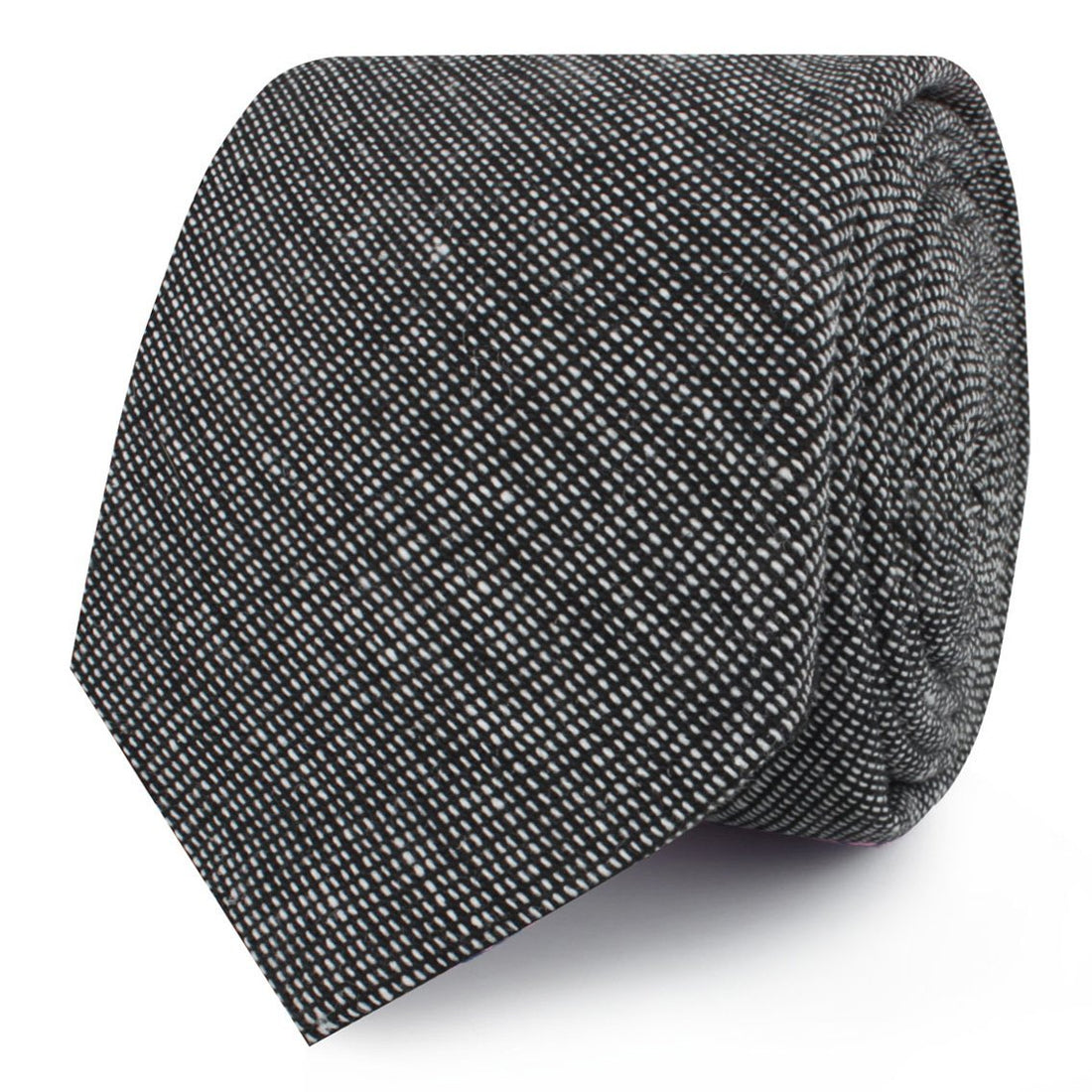 Black Needle Stitch Linen Skinny Ties