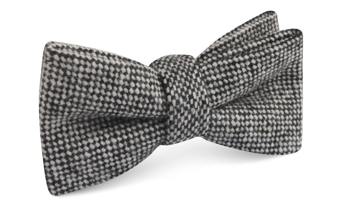 Black Porcupine English Wool Bow Tie