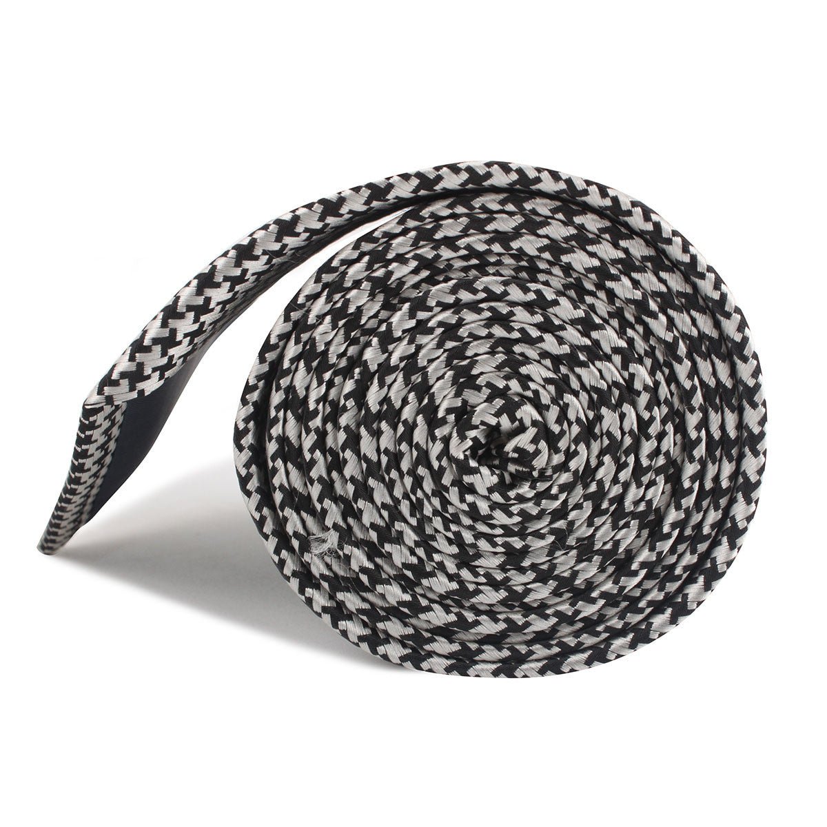 Black & Silver Houndstooth Pattern Necktie Side Roll