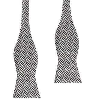 Black & Silver Houndstooth Pattern Self Tie Bow Tie