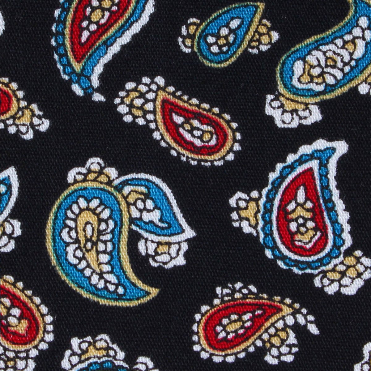 Black Twisted Teardrop Paisley Fabric Pocket Square