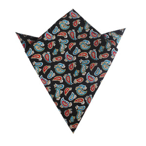 Black Twisted Teardrop Paisley Pocket Square