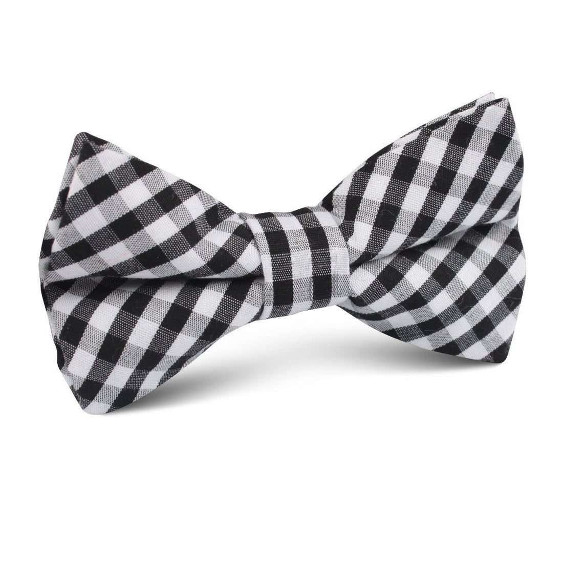 Black & White Gingham Cotton Kids Bow Tie