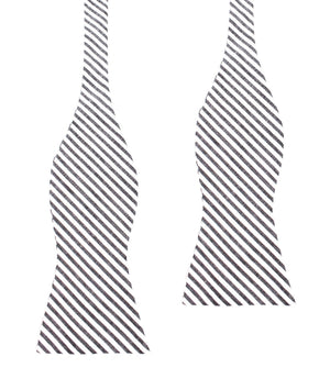 Black and White Chalk Stripes Cotton Self Tie Bow Tie