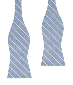 Blue Barney Pin Stripe Linen Self Bow Tie