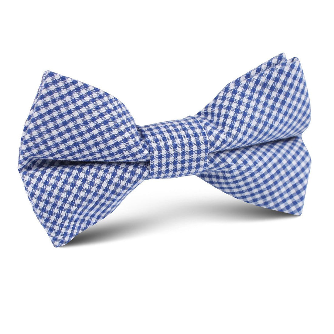 Blue Gingham Cotton Kids Bow Tie