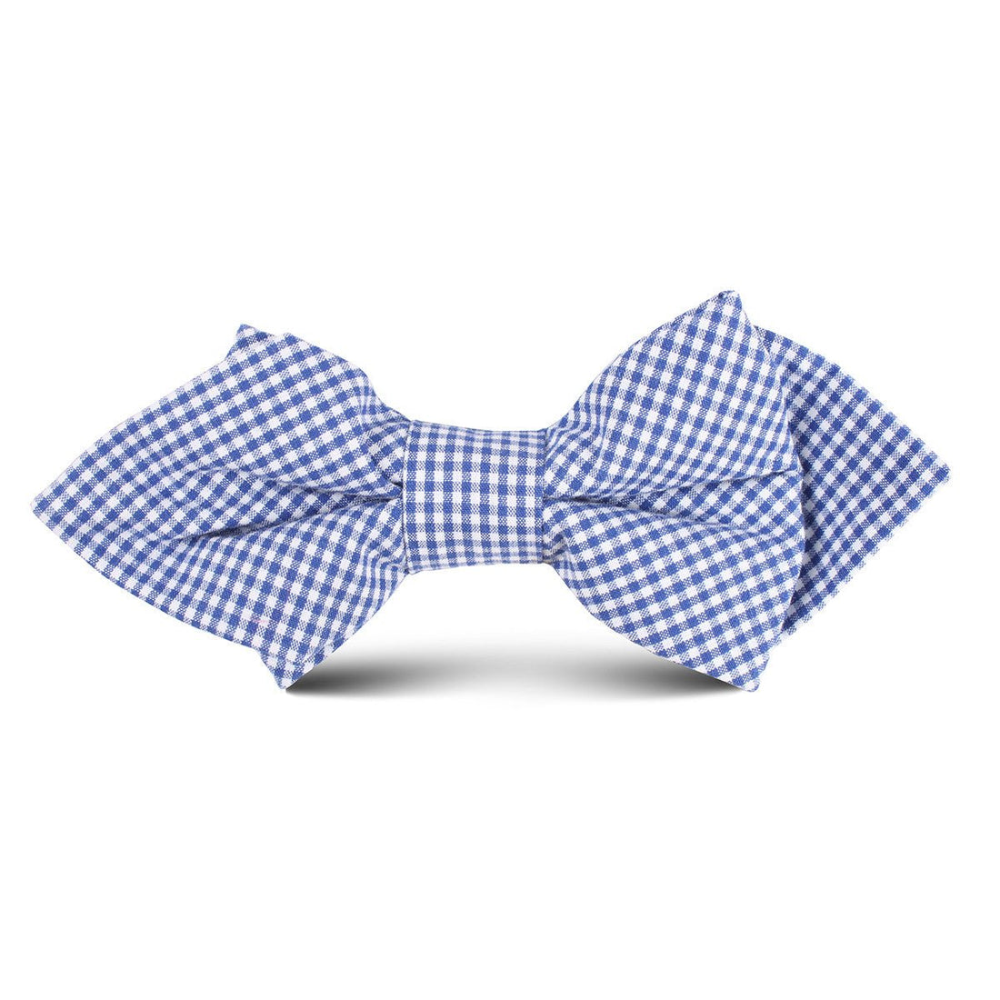 Blue Gingham Cotton Kids Diamond Bow Tie