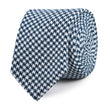 Blue Houndstooth Raw Linen Slim Tie