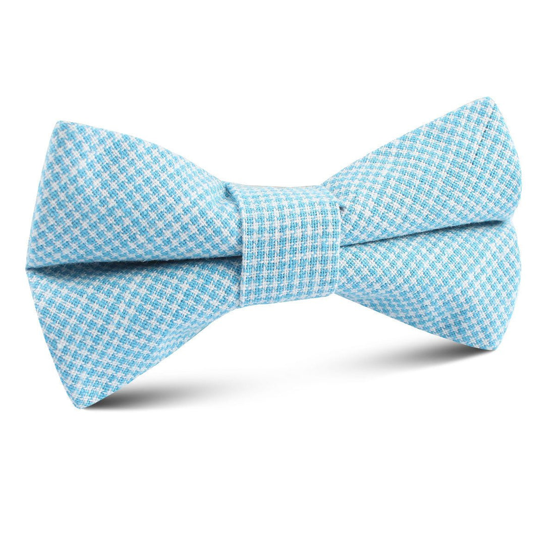 Blue Joy Houndstooth Linen Kids Bow Tie