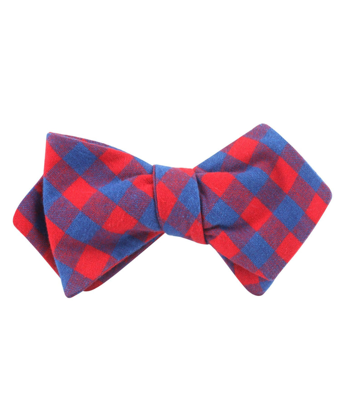 Blue & Red Gingham Diamond Self Bowtie