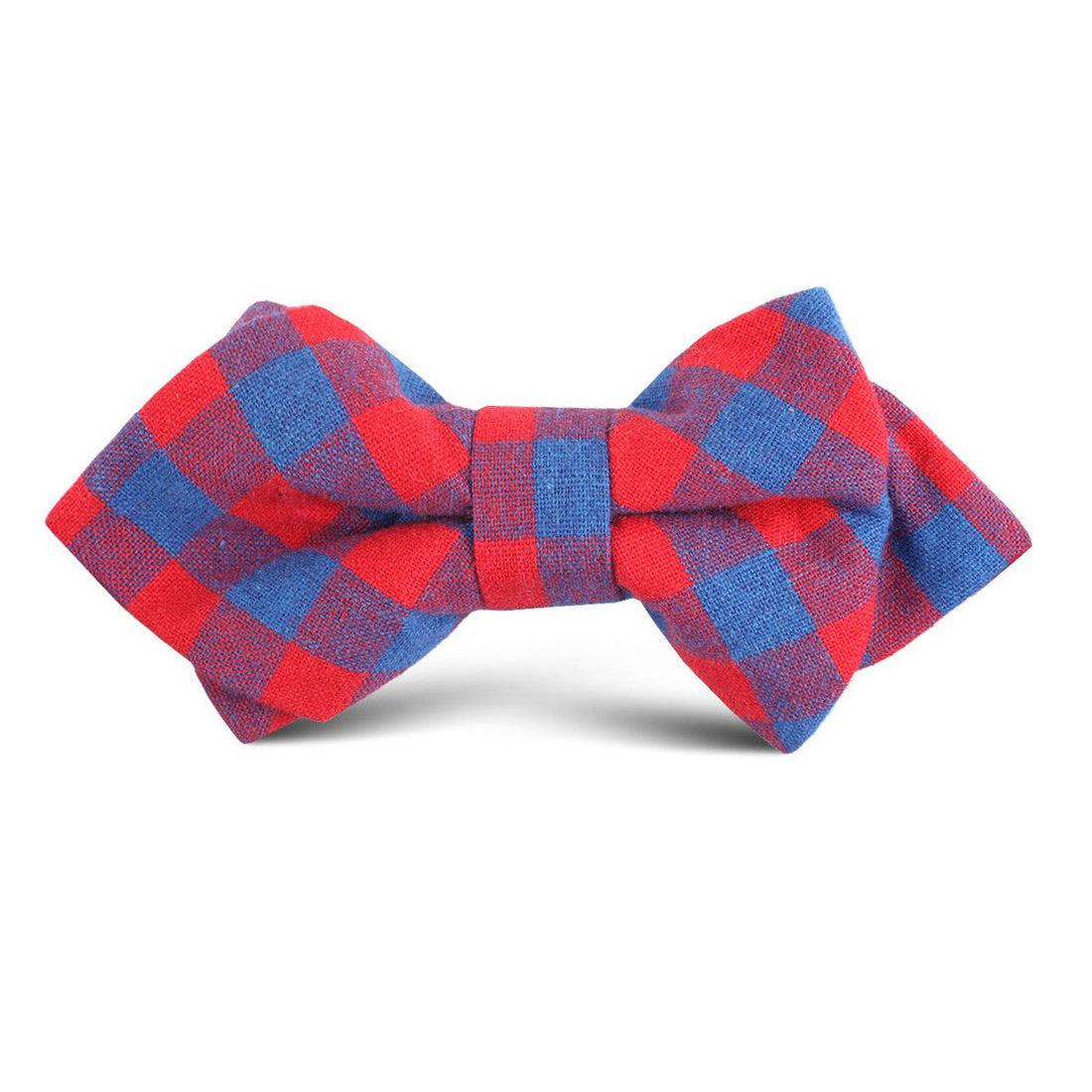 Blue & Red Gingham Kids Diamond Bow Tie