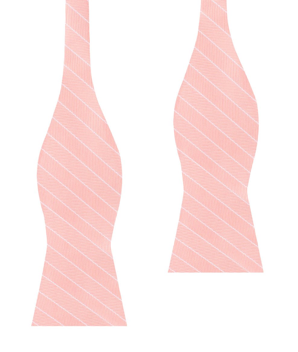 Blush Pink Herringbone Pinstripe Self Bow Tie