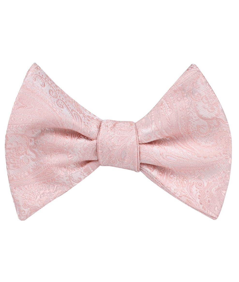 Blush Peach Paisley Self Tie Bow Tie