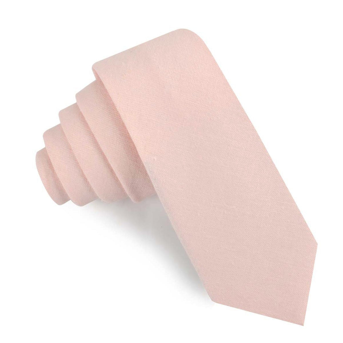 Blush Petal Pink Linen Skinny Tie